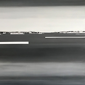 Sandbank, 2024, Collage Mixed Media auf Hartfaser, Unikat,140x84cm